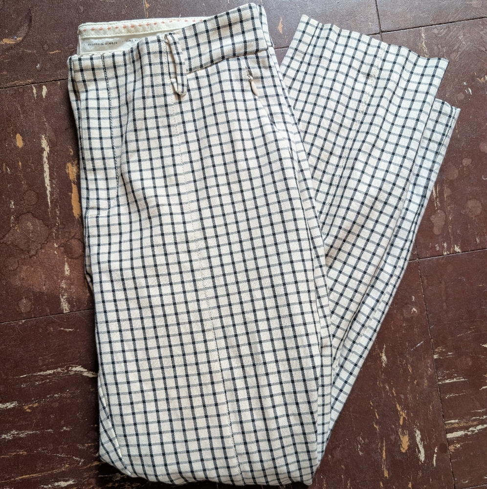Anthropologie Black and White Plaid Pants